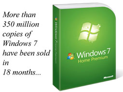 فروش 350 میلیون ویندوز 7 در 18 ماه
