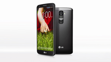 1- گوشی هوشمند LG G2 که برخلاف همه گوشی‌ها، تمام کلیدهای سخت‌افزاری آن کنار لنز دوربین قرار گرفته است
