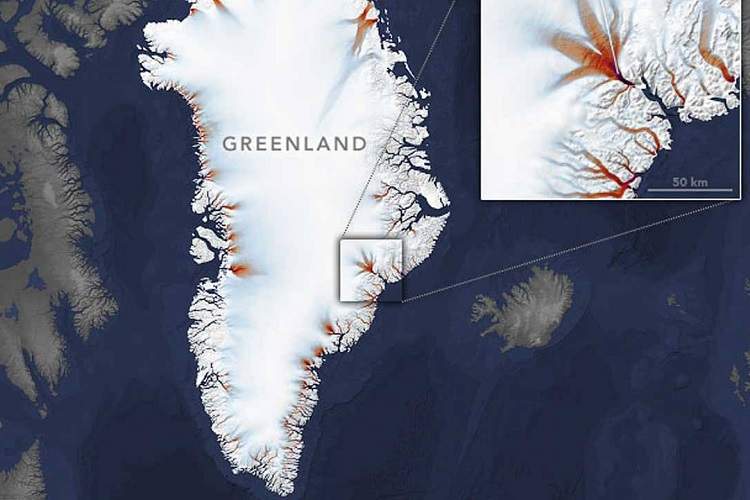 ورقه‌های یخی گرینلند در تقریبا همه بخشهای این جزیره در حالت ذوب و محو شدن هستند
